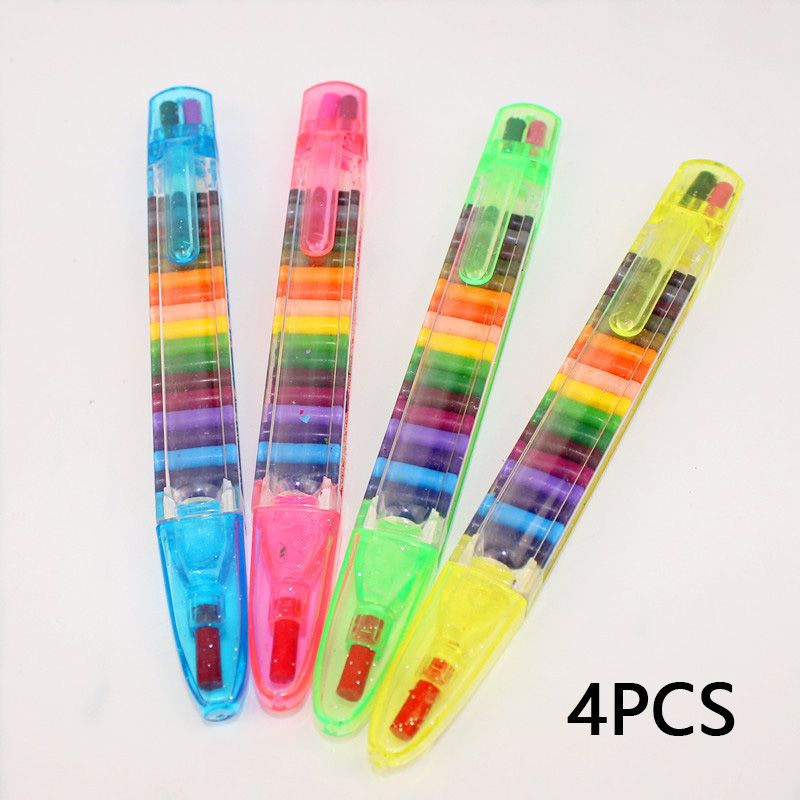 4-pack 20 cores/pcs giz de cera bonito pastel de óleo lápis de cera empilhável caneta de grafite papelaria estudantil para pintura desenho Multicolorido