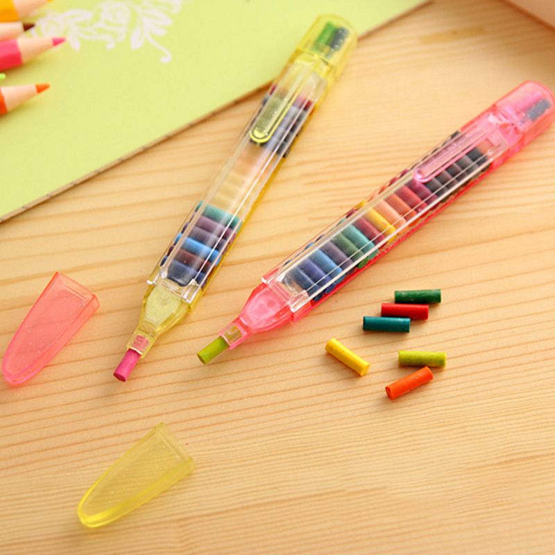 4-pack 20 cores/pcs giz de cera bonito pastel de óleo lápis de cera empilhável caneta de grafite papelaria estudantil para pintura desenho Multicolorido big image 3