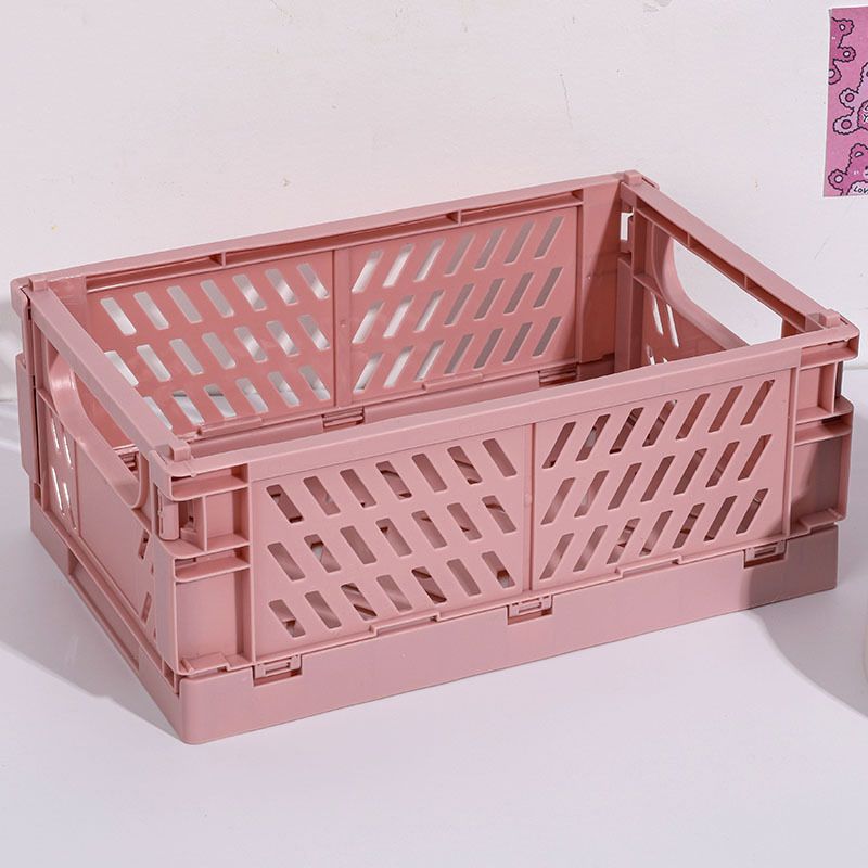 Creative Foldable Plastic Storage Basket Desktop Stationery Organizer Box Pink big image 1