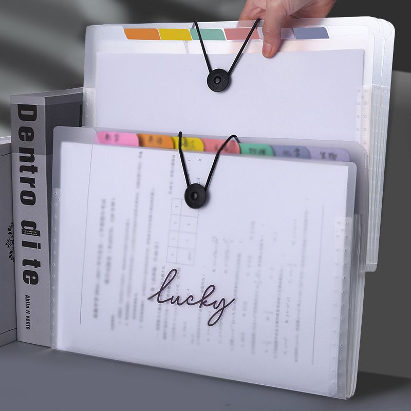 2-pack Cute Pattern A4 Expanding File Folder Portable Clear Expandable Organizer Rope Buckle Closure for Examination Paper Document White big image 4