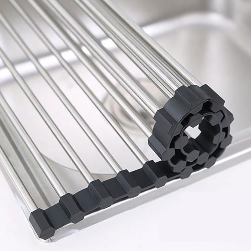 Roll-Up Foldable Dish Drying Rack Kitchen Sink Drying Rack Portable Dish Rack Dish Drainer Black big image 8