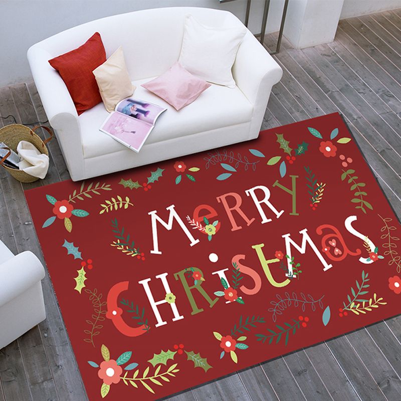 Christmas Printed Non-Slip Bath Mat Kitchen Mat Floor Carpet for Bedroom Green/White/Red big image 2