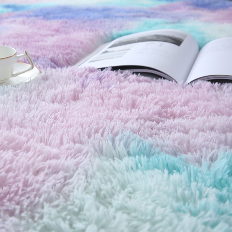 Tapete de área de pele falsa desgrenhado, tie dye luxo moderno tapetes de pelúcia interior para sala de estar do quarto Multicolorido big image 2
