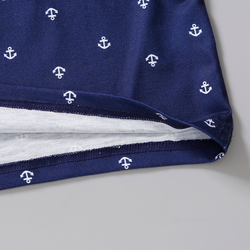 2pcs Toddler Boy Preppy style Anchor Print Polo Shirt and Shorts Set Royal Blue big image 4