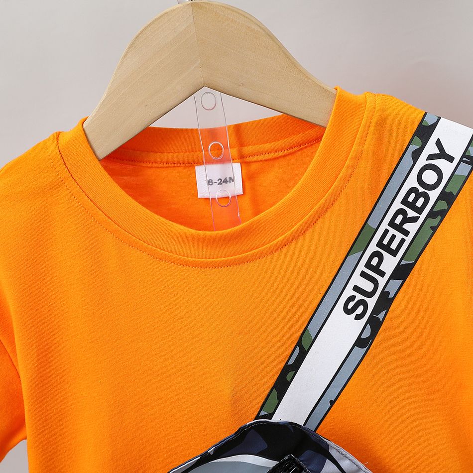 2 unidades Criança Menino Hipertátil/3D Avant-garde conjuntos de camisetas Laranja big image 3