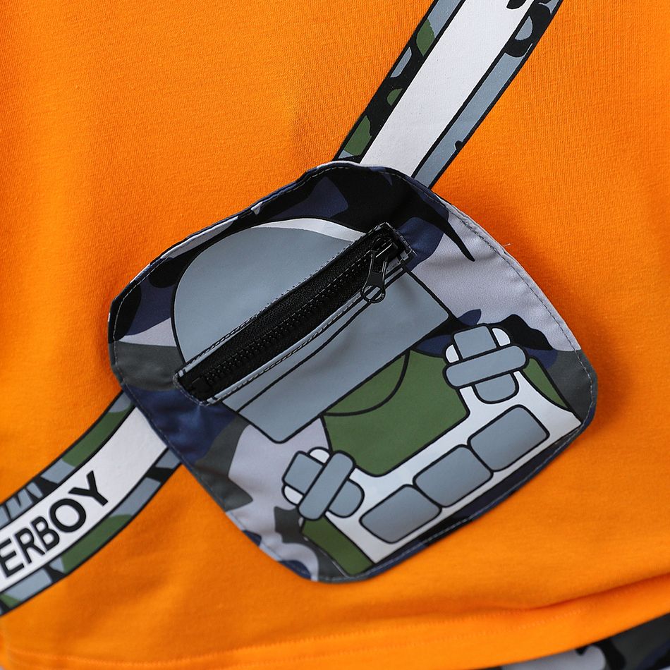 2 unidades Criança Menino Hipertátil/3D Avant-garde conjuntos de camisetas Laranja big image 4