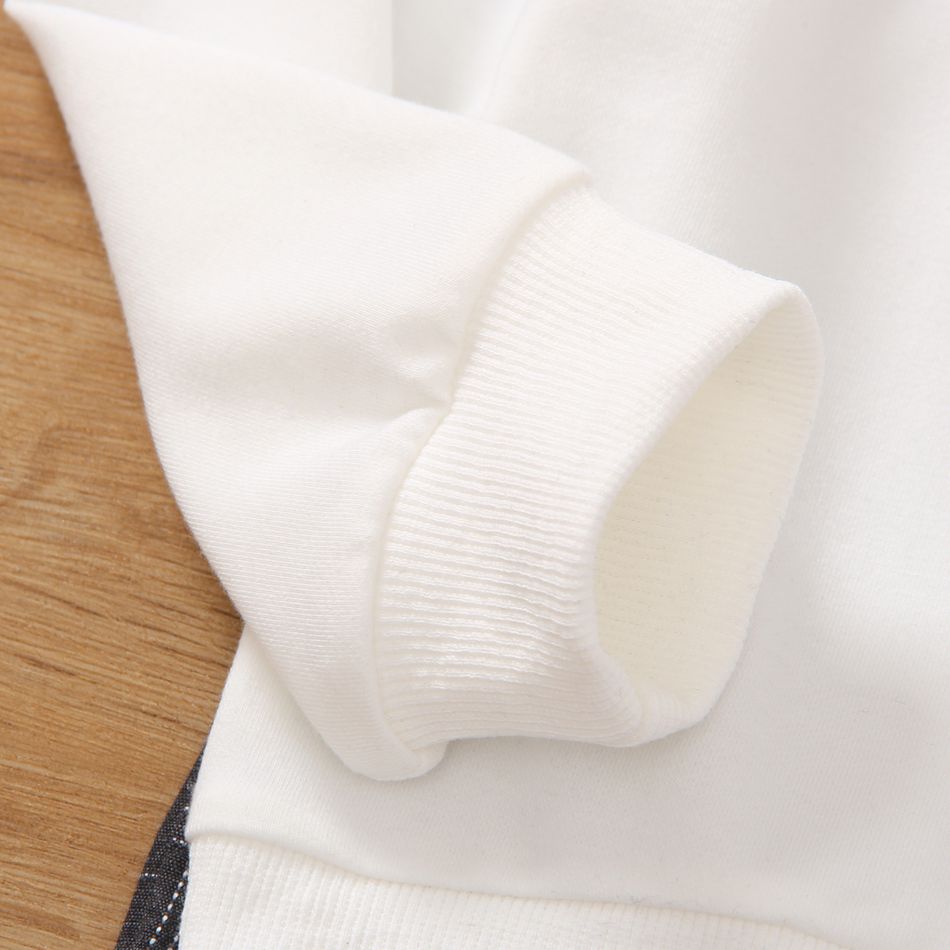 2 peças terno cavalheiro menino, gravata borboleta design camisa polo branca de manga comprida e calças xadrez conjunto de festa Branco big image 4