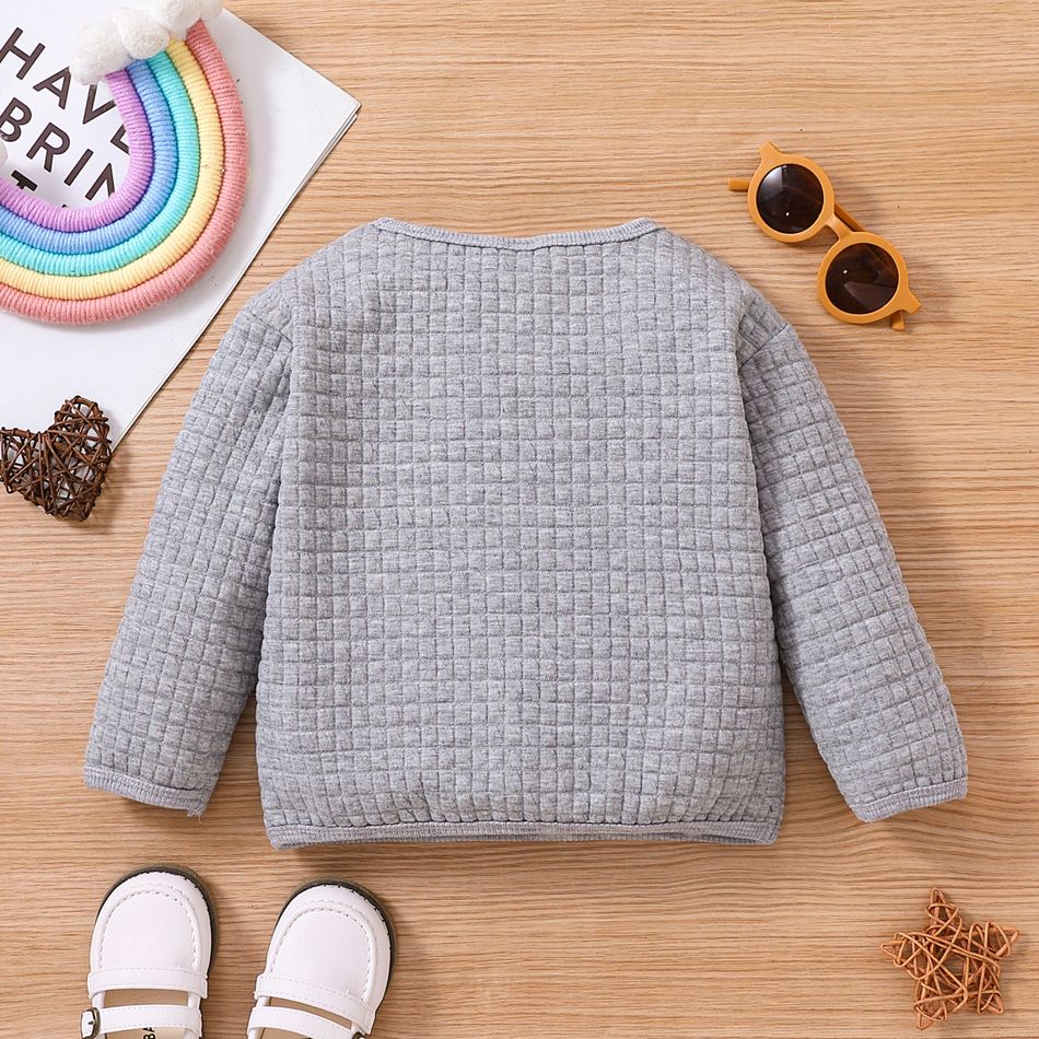 Toddler Boy Basic Textured Solid Color Pullover Sweatshirt Light Grey big image 3
