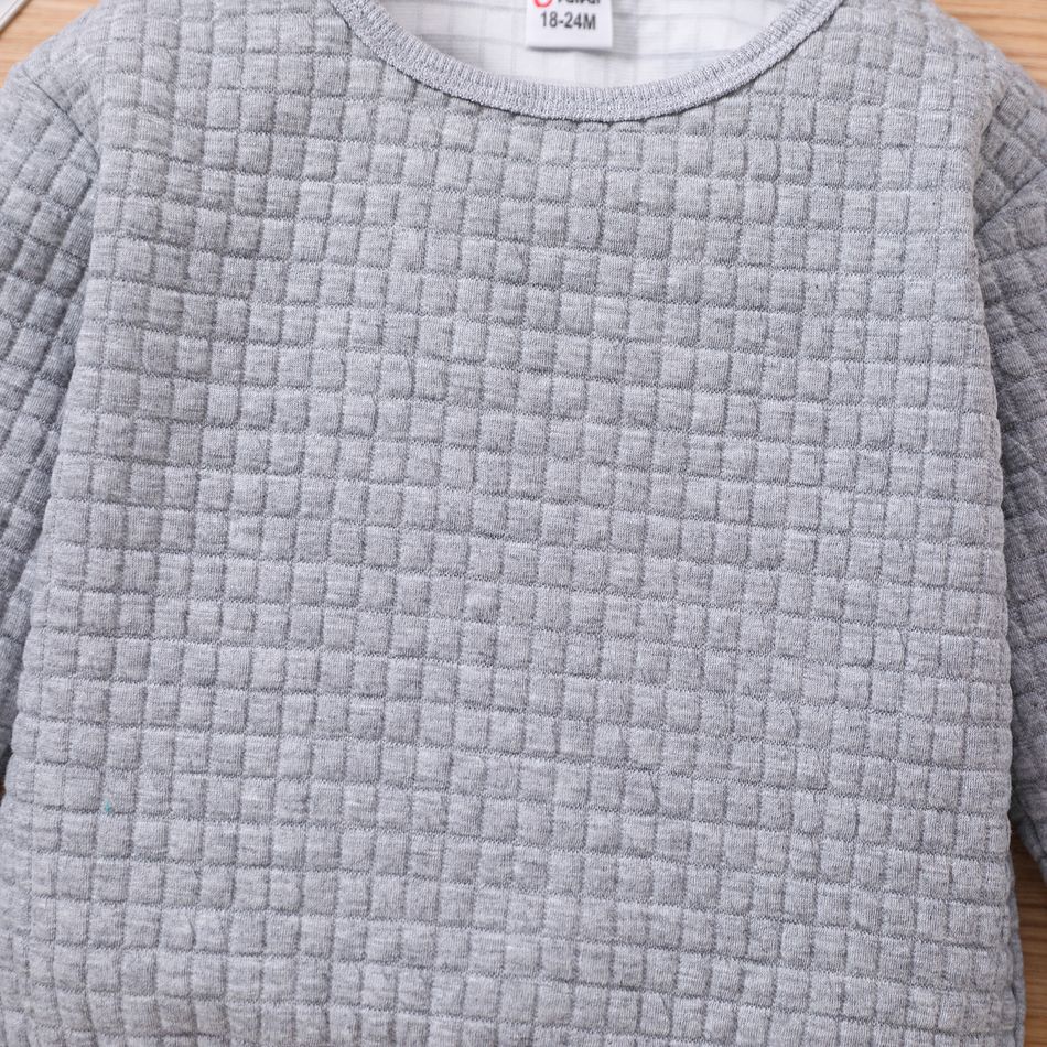 Toddler Boy Basic Textured Solid Color Pullover Sweatshirt Light Grey big image 5