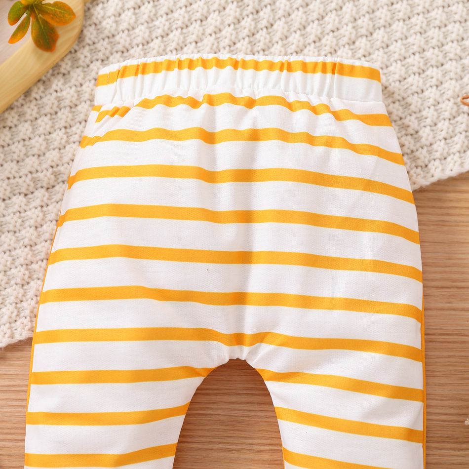 Baby Boy/Girl Striped Splicing 3D Ears Animal Print Pants Yellow big image 4