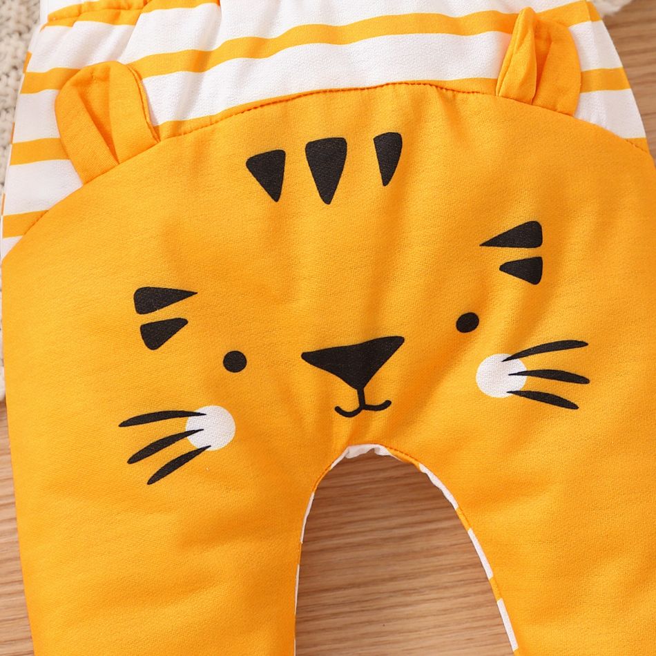 Baby Boy/Girl Striped Splicing 3D Ears Animal Print Pants Yellow big image 7