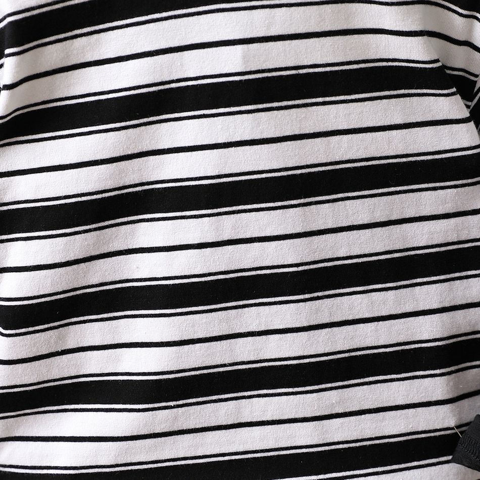 2pcs Toddler Boy Trendy 100% Cotton Faux-two Stripe Sweatshirt and Pocket Design Pants Set Black big image 4