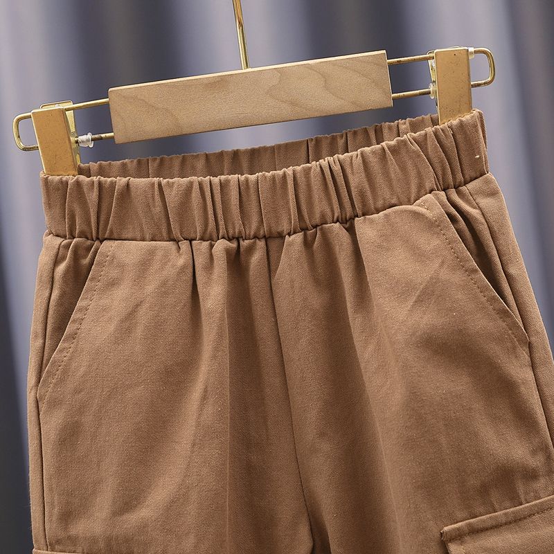 Toddler Boy Trendy Pocket Design Elasticized Cargo Pants Reddishbrown big image 3