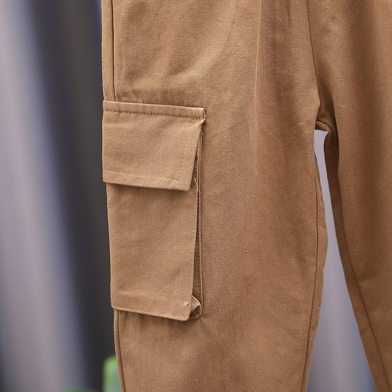 Toddler Boy Trendy Pocket Design Elasticized Cargo Pants Reddishbrown big image 5