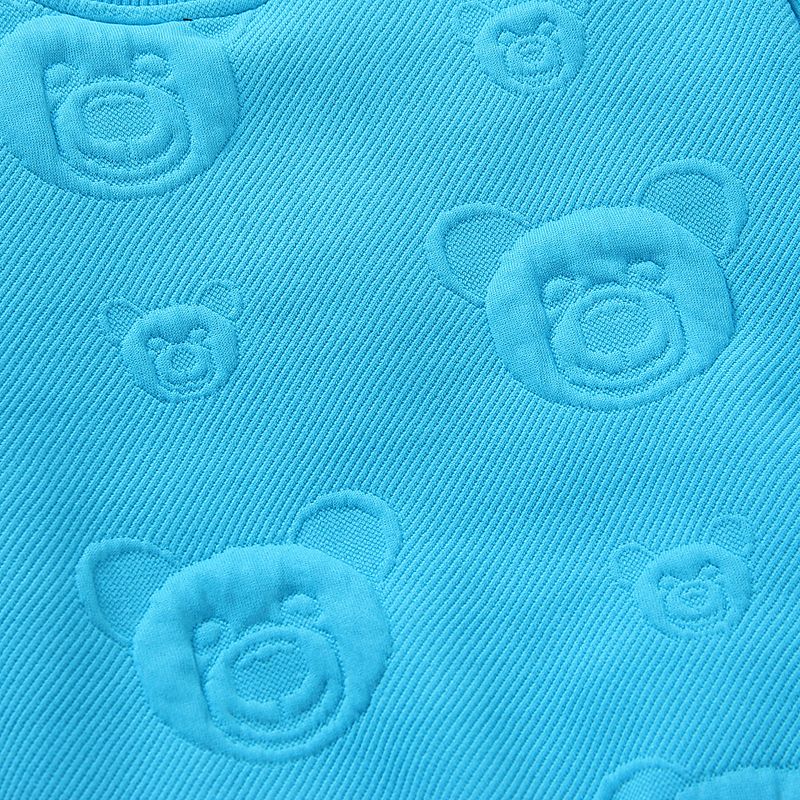 2pcs Toddler Boy Trendy Bear Textured Sweatshirt and Pants Set Lakeblue big image 5