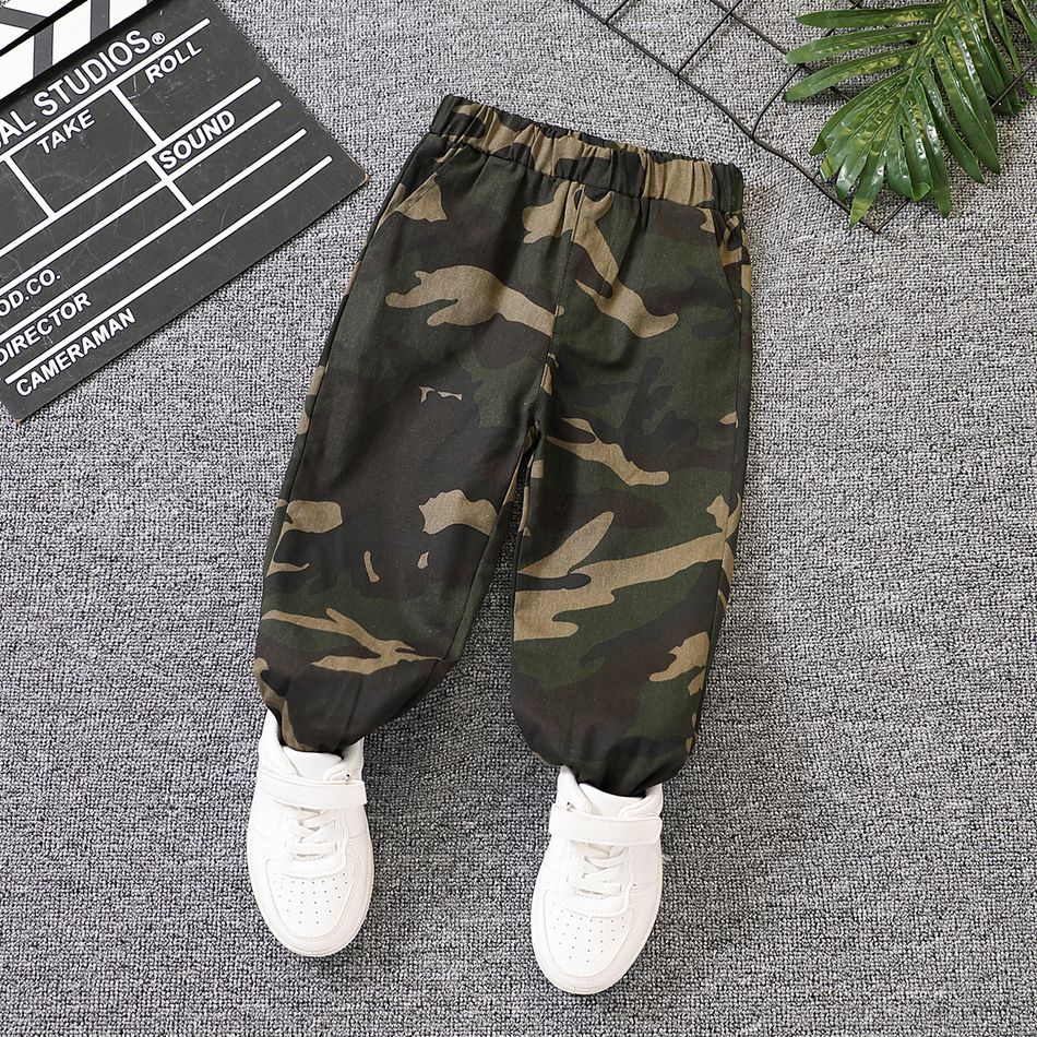 Toddler Boy Trendy 100% Cotton Camouflage Print Pants Army green big image 1