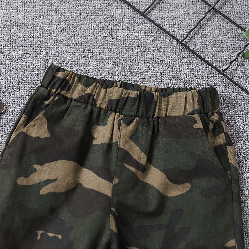 Toddler Boy Trendy 100% Cotton Camouflage Print Pants Army green big image 3