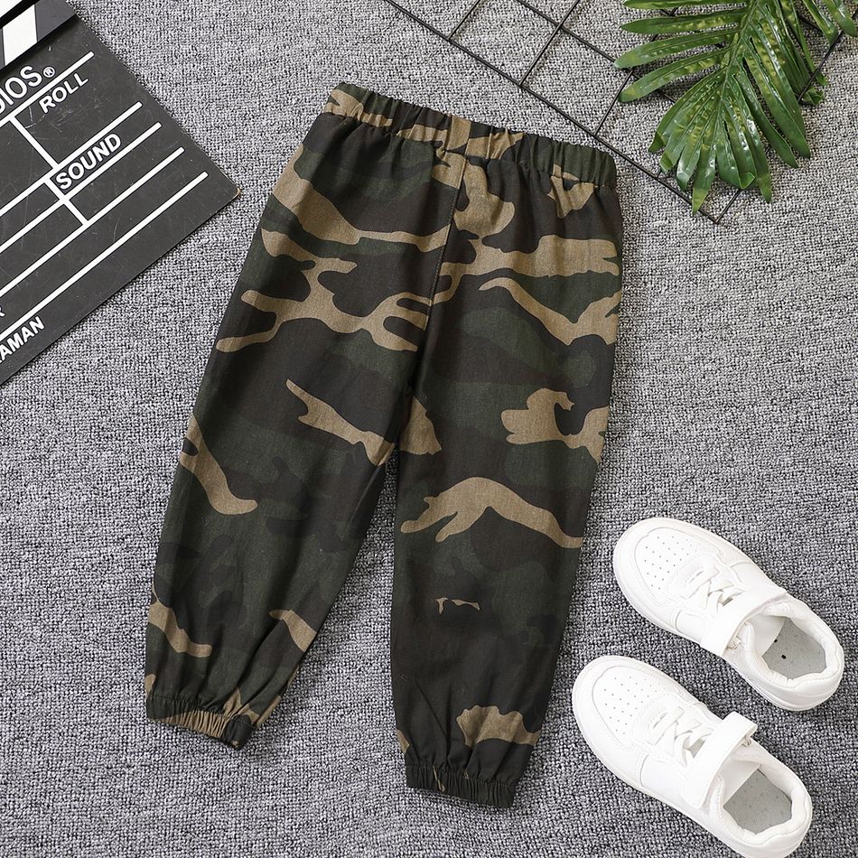 Toddler Boy Trendy 100% Cotton Camouflage Print Pants Army green big image 2