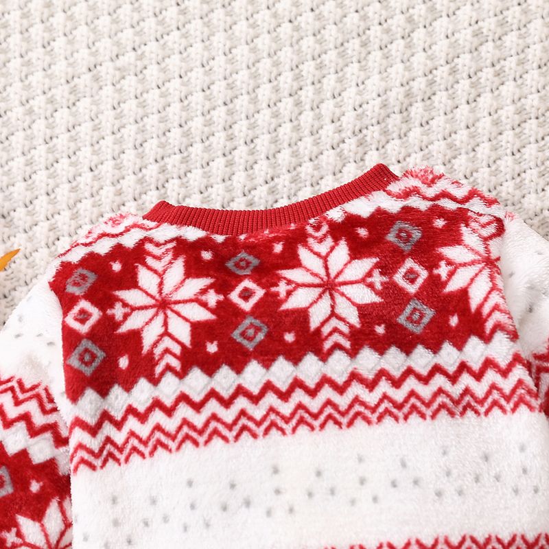 Christmas Baby Boy/Girl Allover Snowflake Long-sleeve Flannel Pullover Red big image 8