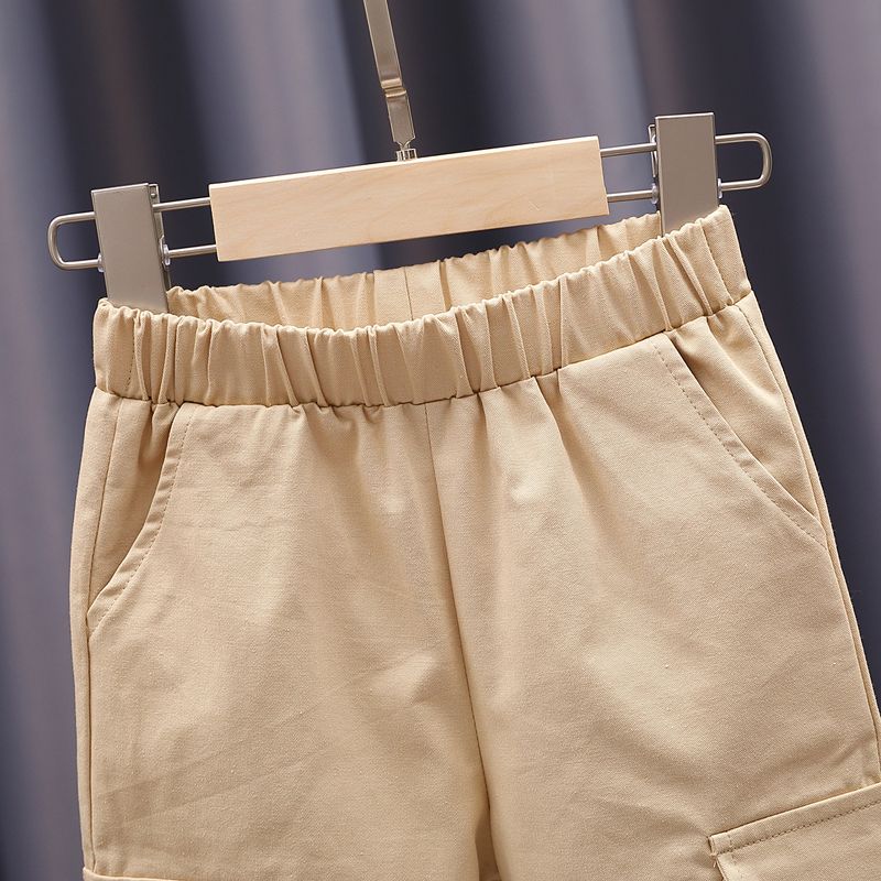 Toddler Boy Trendy 100% Cotton Pocket Design Pants Khaki big image 3