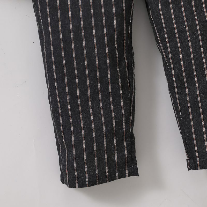 2pcs Kid Boy Gentleman Suit, Faux-two Stripe Lapel Collar Shirt and Pants Set Grey big image 8