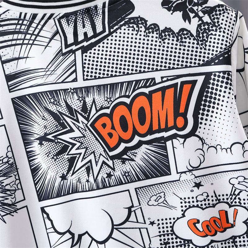 Kid Boy Trendy Letter Comic Print Bomber Jacket Multi-color big image 5