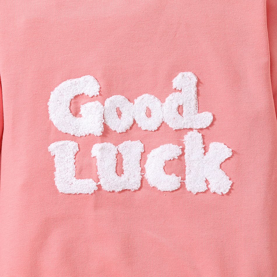 Baby Boy/Girl Letter Embroidered Long-sleeve Romper Pink big image 4