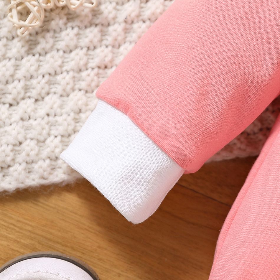 Baby Boy/Girl Letter Embroidered Long-sleeve Romper Pink big image 5