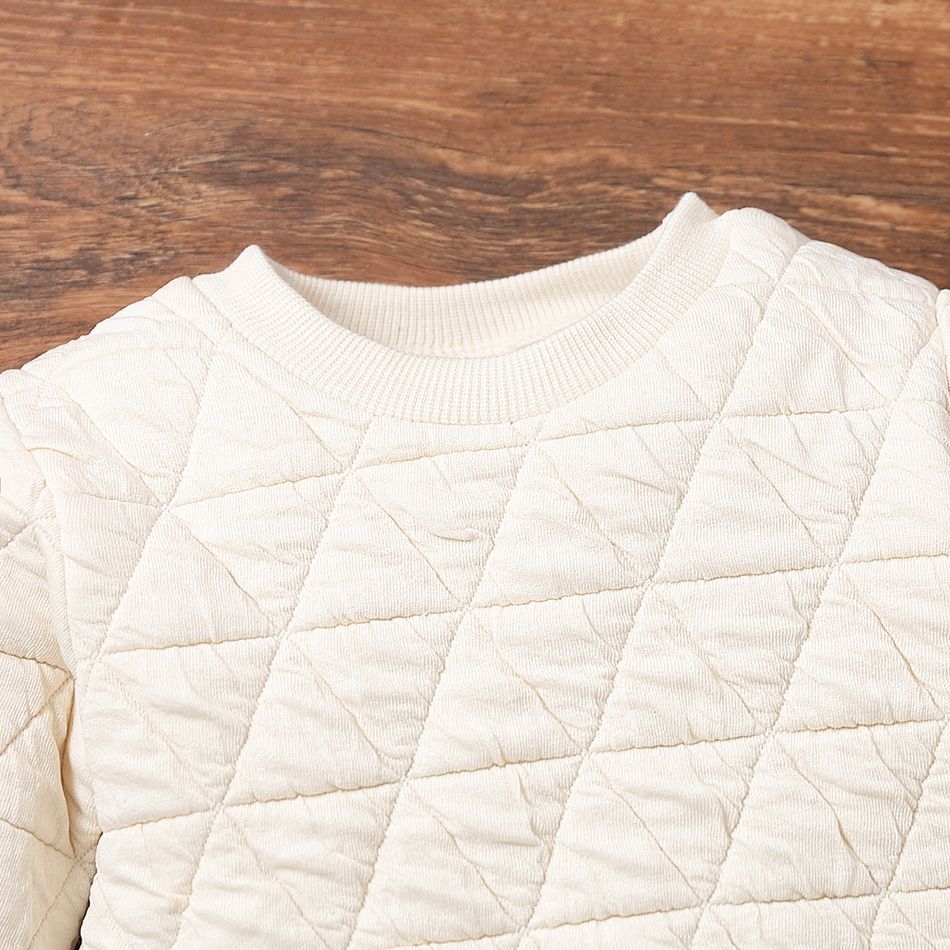 2pcs Baby Boy/Girl Solid Thickened Quilted Long-sleeve Set Apricot big image 2