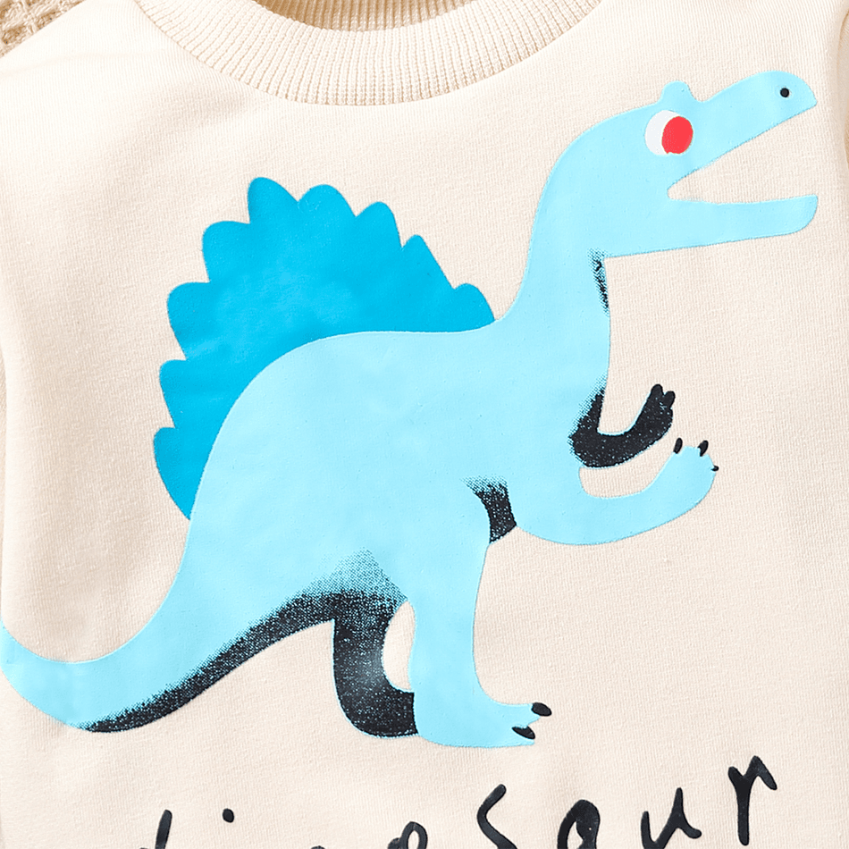 Baby Boy/Girl Dinosaur & Letter Print Long-sleeve Sweatshirt Apricot big image 4
