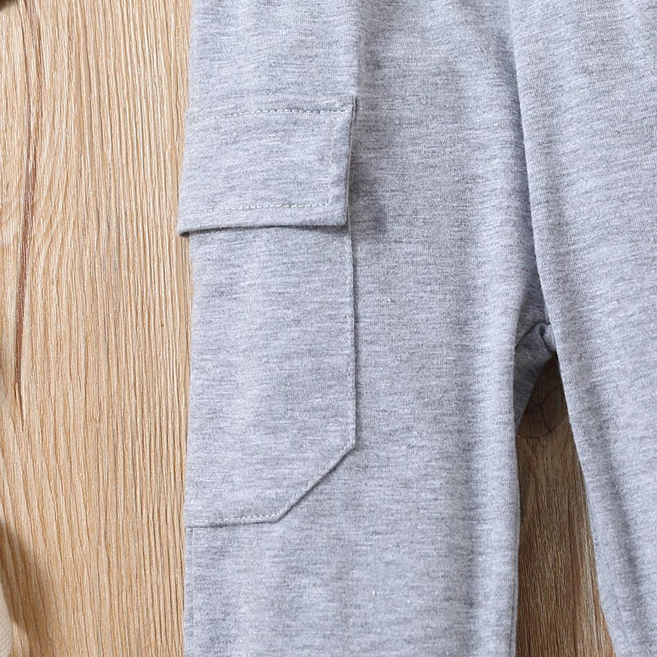 Baby Boy/Girl Solid Flap Pocket Cargo Pants Grey big image 5