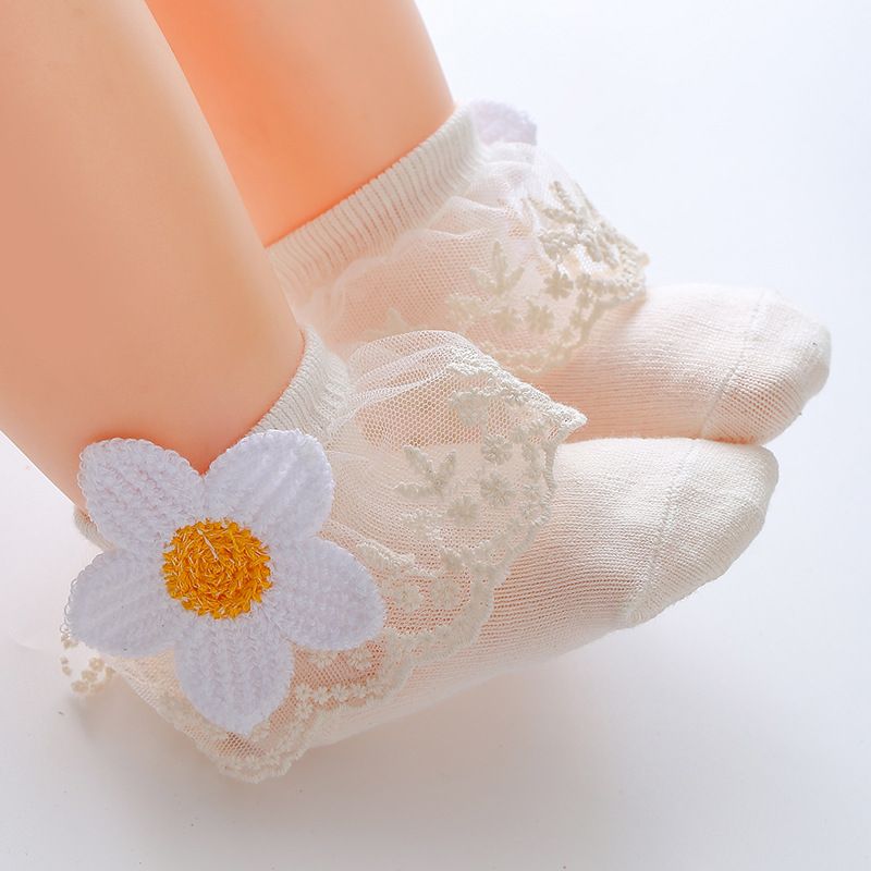 Baby / Toddler Floral Lace Trim Princess Socks White big image 9