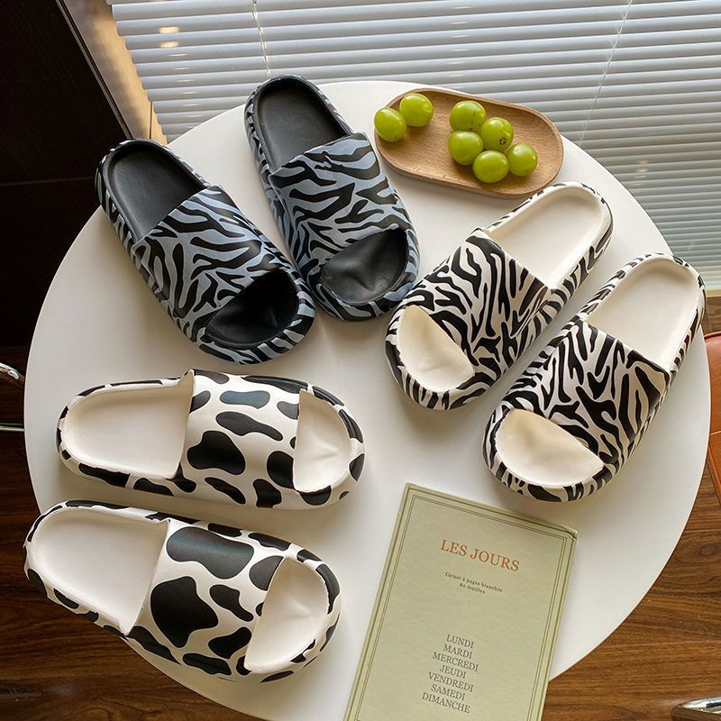 Cute Cow Pattern Cloud Slippers Soft Non-slip Home Slippers Casual Thick Sole Color-A big image 2