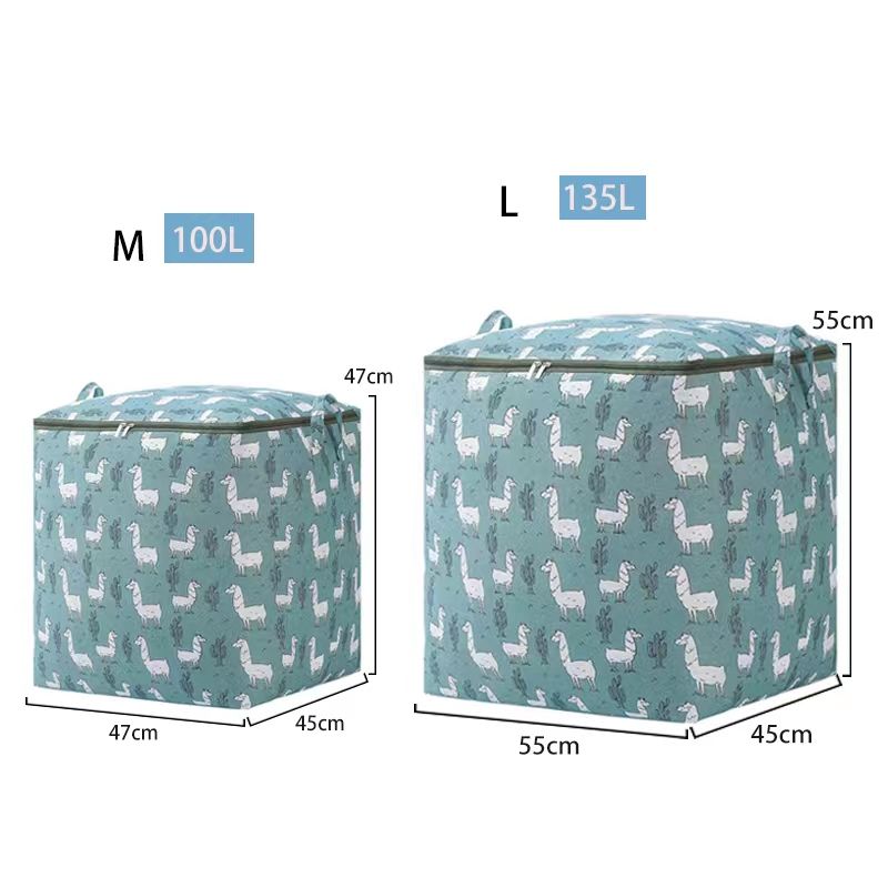 Foldable Comforter Storage Bag with Sturdy Zipper Large Capacity Waterproof Organizers for Blankets Pillow Quilts Light Blue