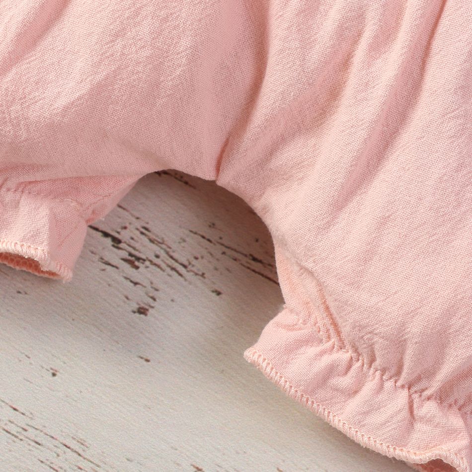 100% Cotton Baby Girl Solid Ruffle Elasticized Waist Bloomers Shorts Pink big image 4