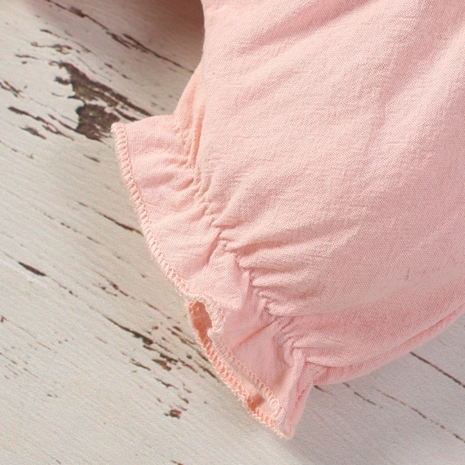 100% Cotton Baby Girl Solid Ruffle Elasticized Waist Bloomers Shorts Pink big image 5