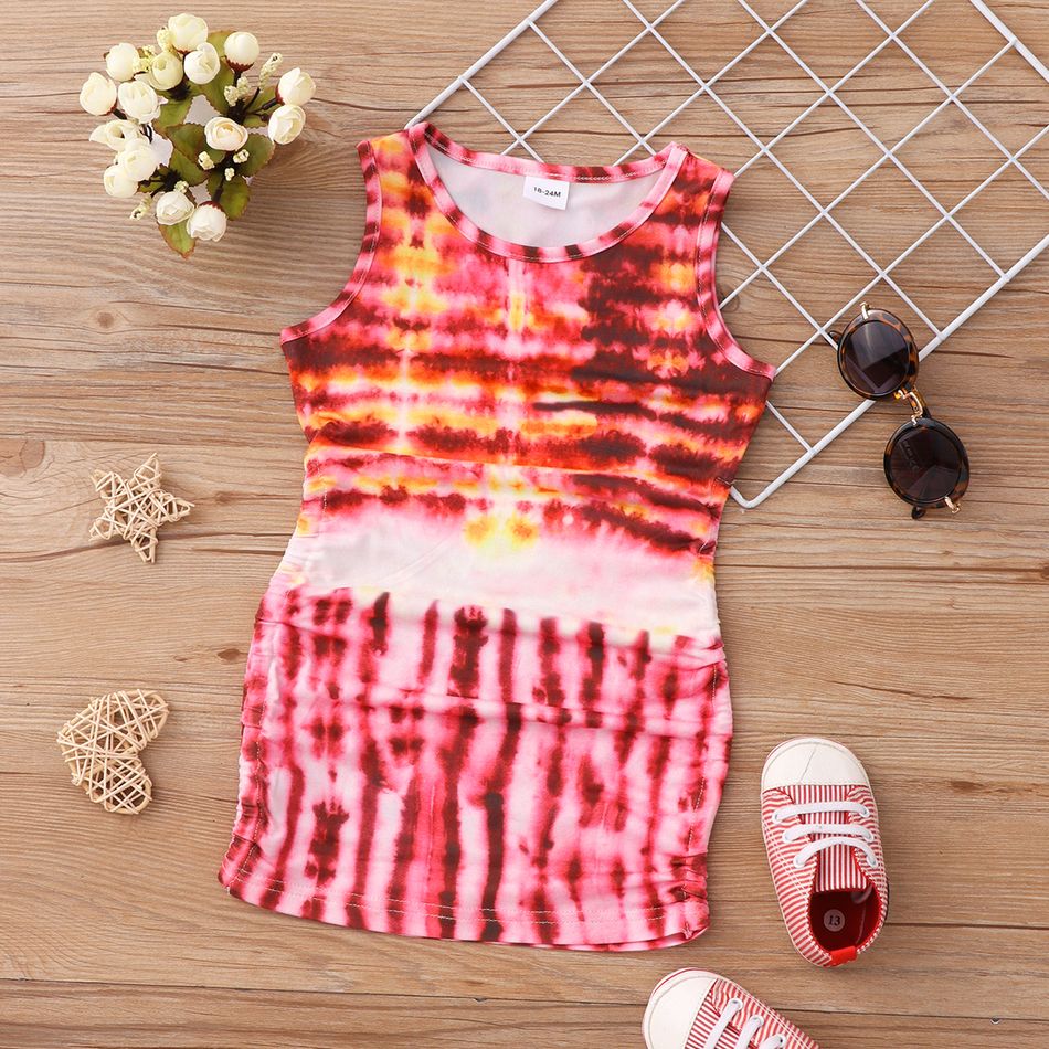Toddler Girl Tie Dyed Sleeveless Colorful Tank Dress Multi-color