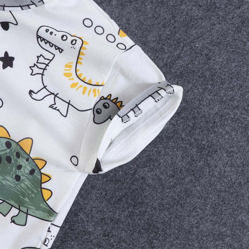 2 unidades Criança Menino Com furos Infantil Dinossauro conjuntos de camisetas Branco big image 4