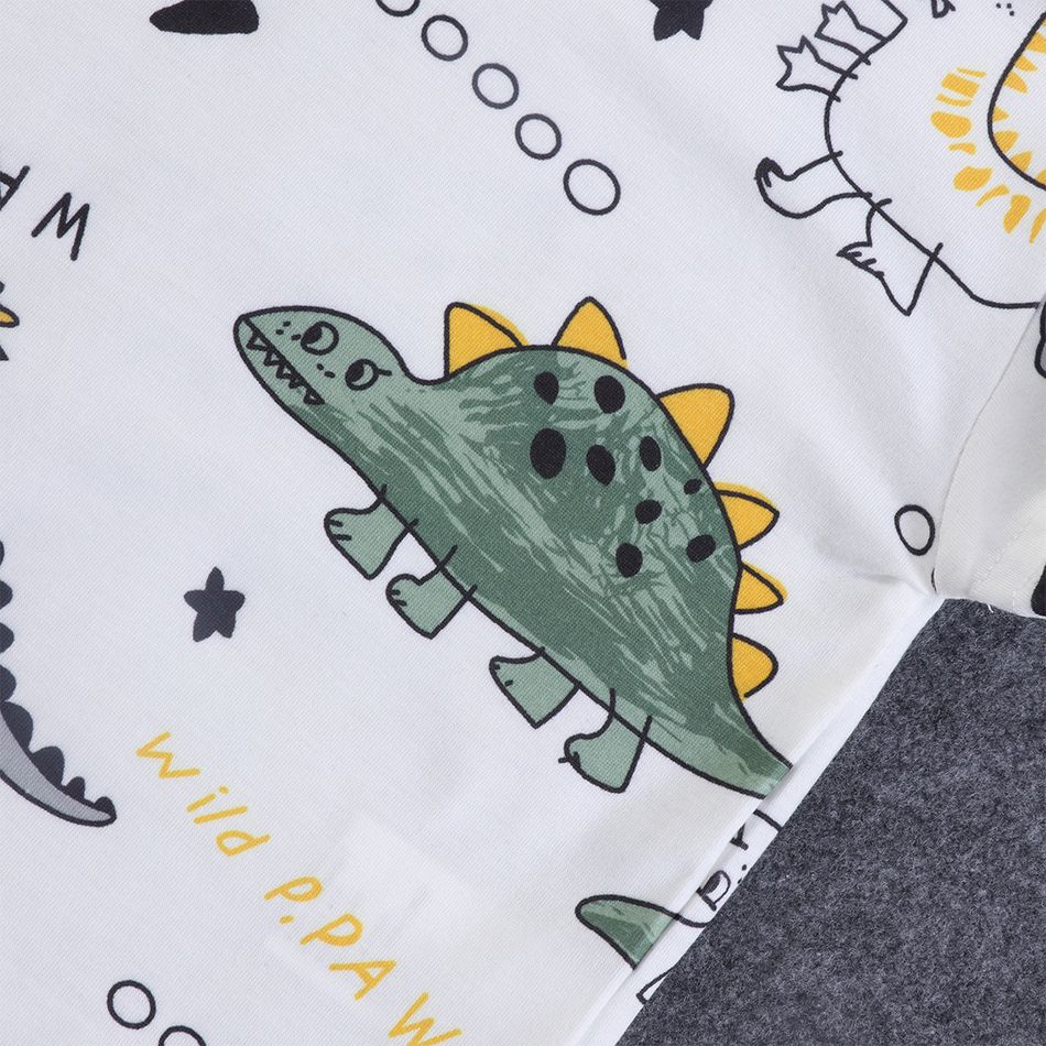 2 unidades Criança Menino Com furos Infantil Dinossauro conjuntos de camisetas Branco big image 5