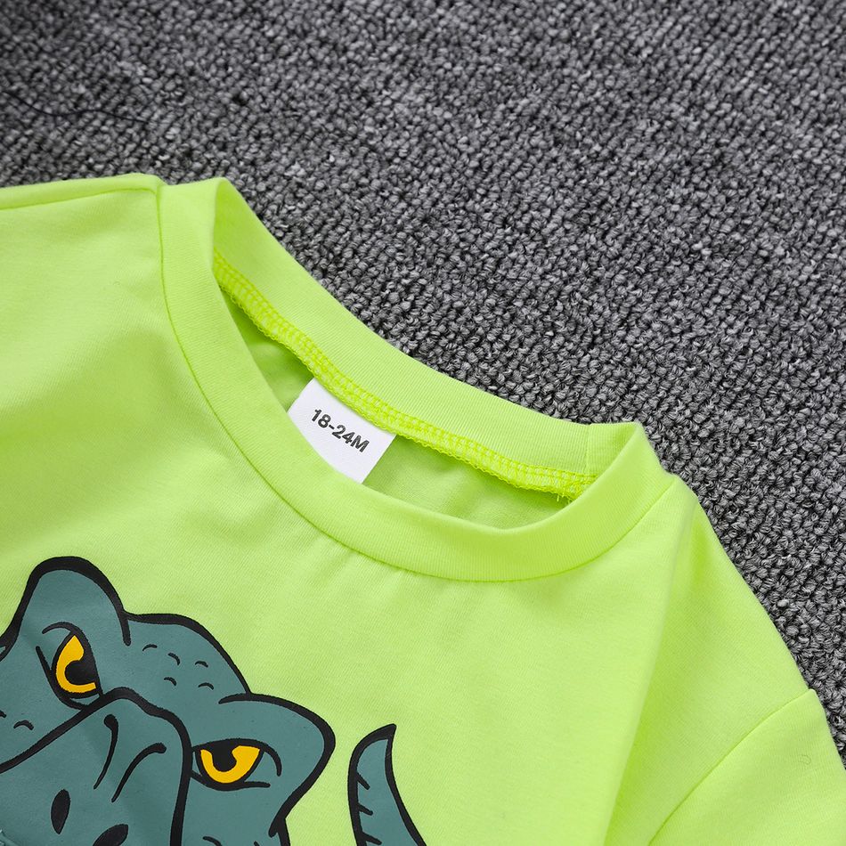 2 unidades Criança Menina Hipertátil/3D Infantil Dinossauro conjuntos de camisetas Amarelo big image 3