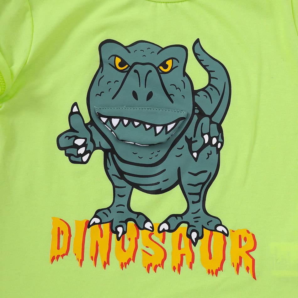 2 unidades Criança Menina Hipertátil/3D Infantil Dinossauro conjuntos de camisetas Amarelo big image 4