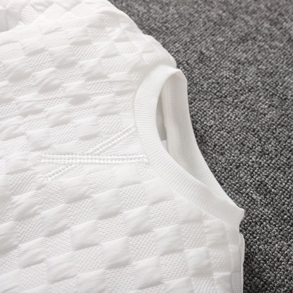 Toddler Boy Basic Solid Color Textured Pullover Sweatshirt White big image 4