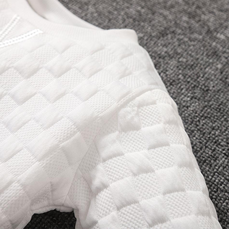 Toddler Boy Basic Solid Color Textured Pullover Sweatshirt White big image 5