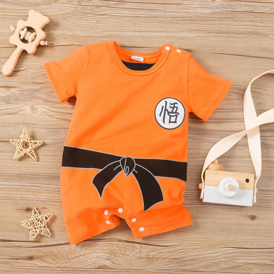 Baby Boy 95% Cotton Short-sleeve Goku Costume Romper Orange