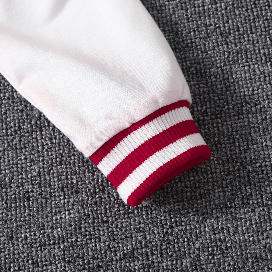 Toddler Boy Trendy Letter Embroidered Button Design Colorblock Bomber Jacket Red big image 6