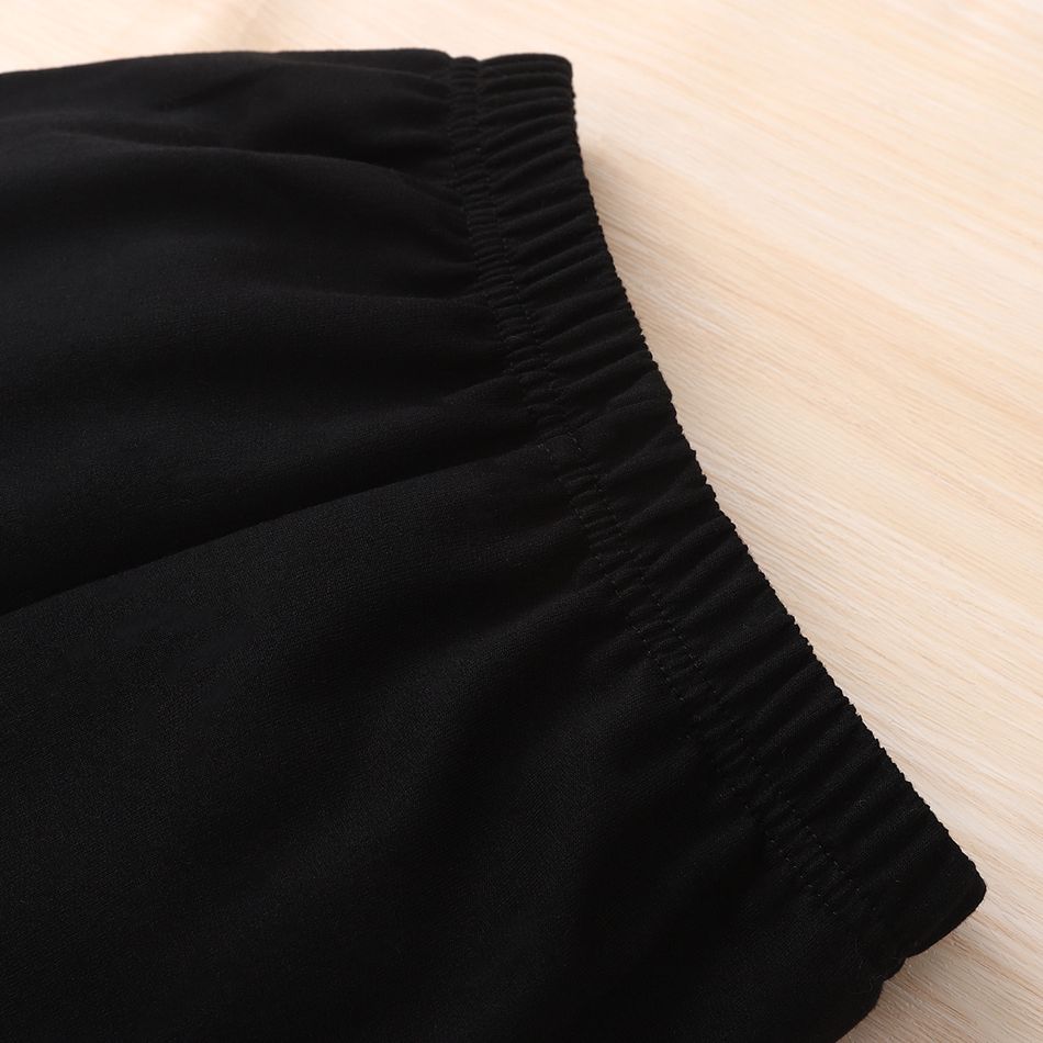 2pcs Toddler Boy Trendy Plaid Splice Pocket Design Black Sweatshirt and Pants Set Black big image 6