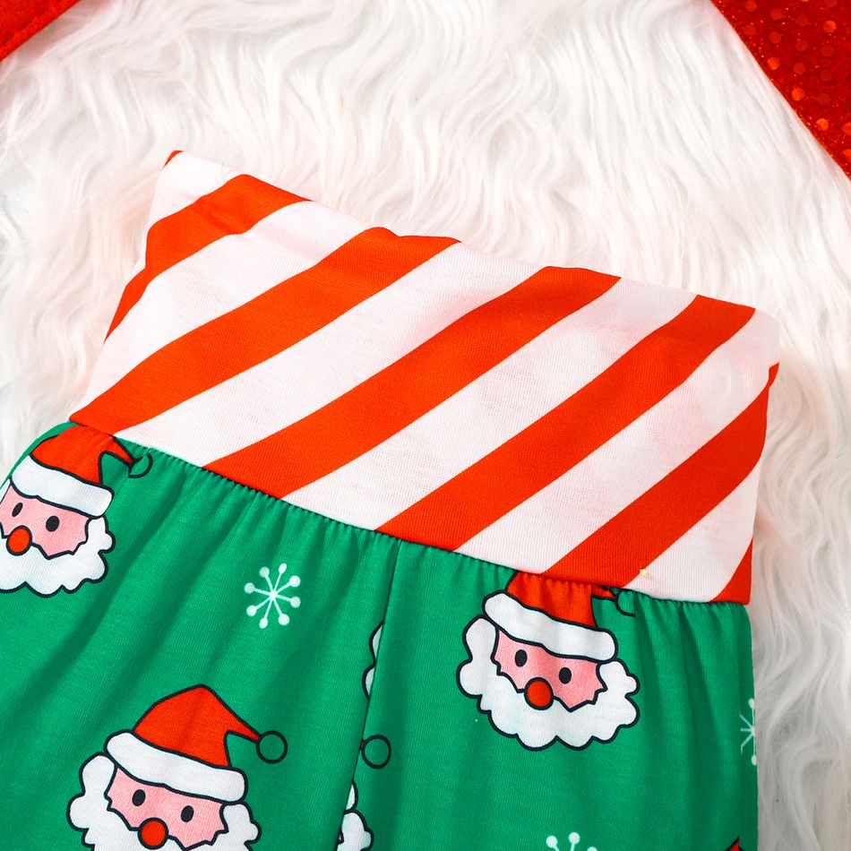 Christmas Baby Boy/Girl Striped Spliced Allover Santa/Deer Print Pants Green big image 4