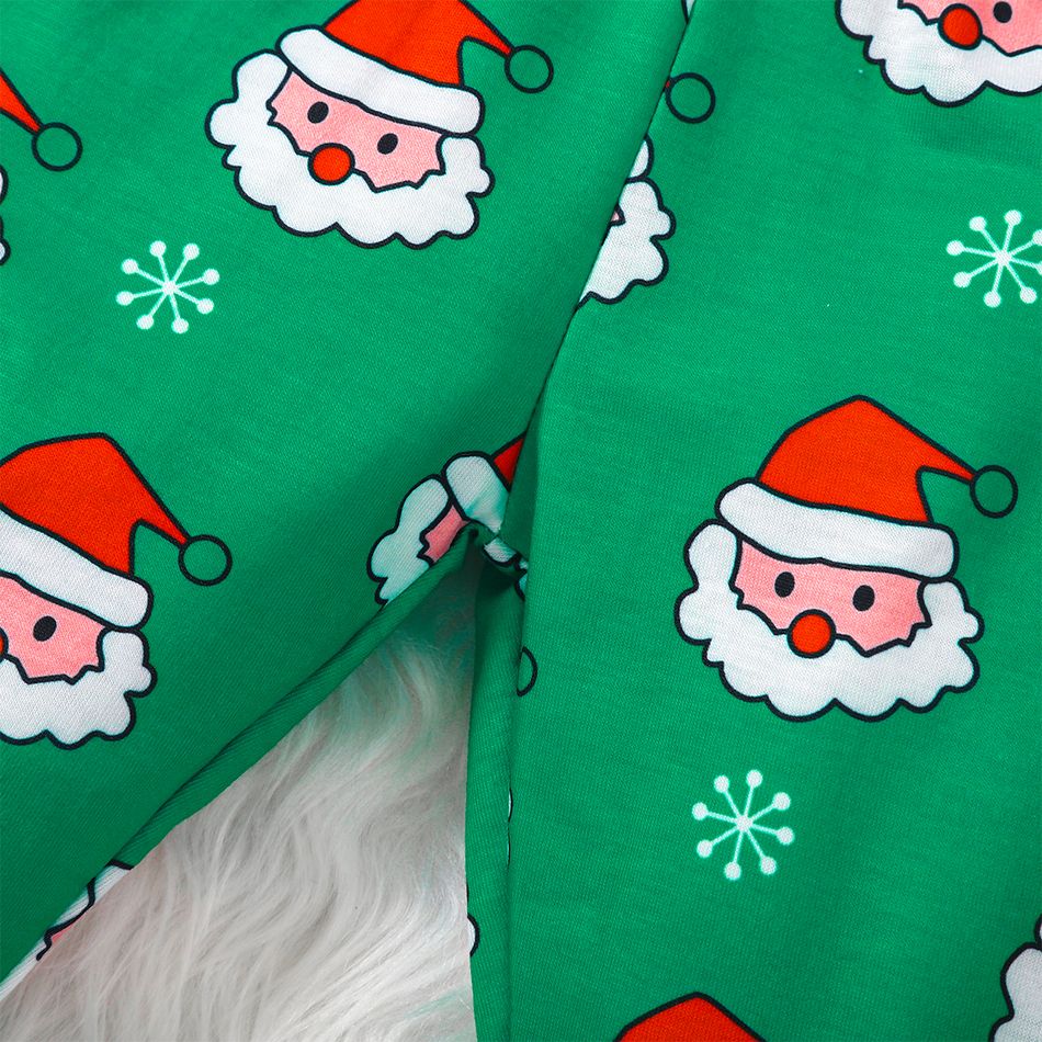 Christmas Baby Boy/Girl Striped Spliced Allover Santa/Deer Print Pants Green big image 6