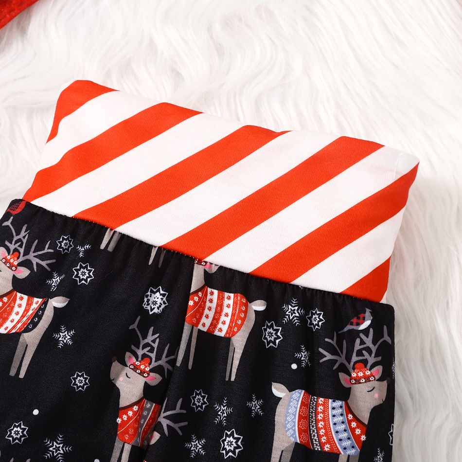 Christmas Baby Boy/Girl Striped Spliced Allover Santa/Deer Print Pants Black big image 4