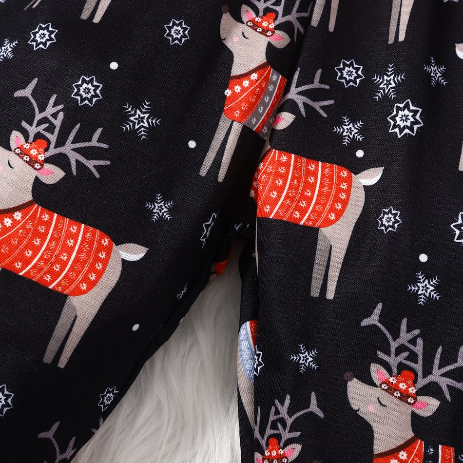 Christmas Baby Boy/Girl Striped Spliced Allover Santa/Deer Print Pants Black big image 5